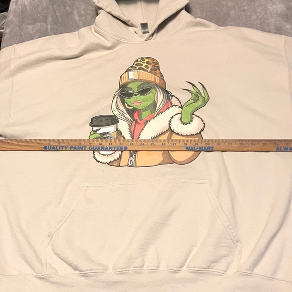 Gildan Girly Grinch Starbucks Carhartt Hoodie Sweatshirt Tan 2XL Christmas - Picture 7 of 7